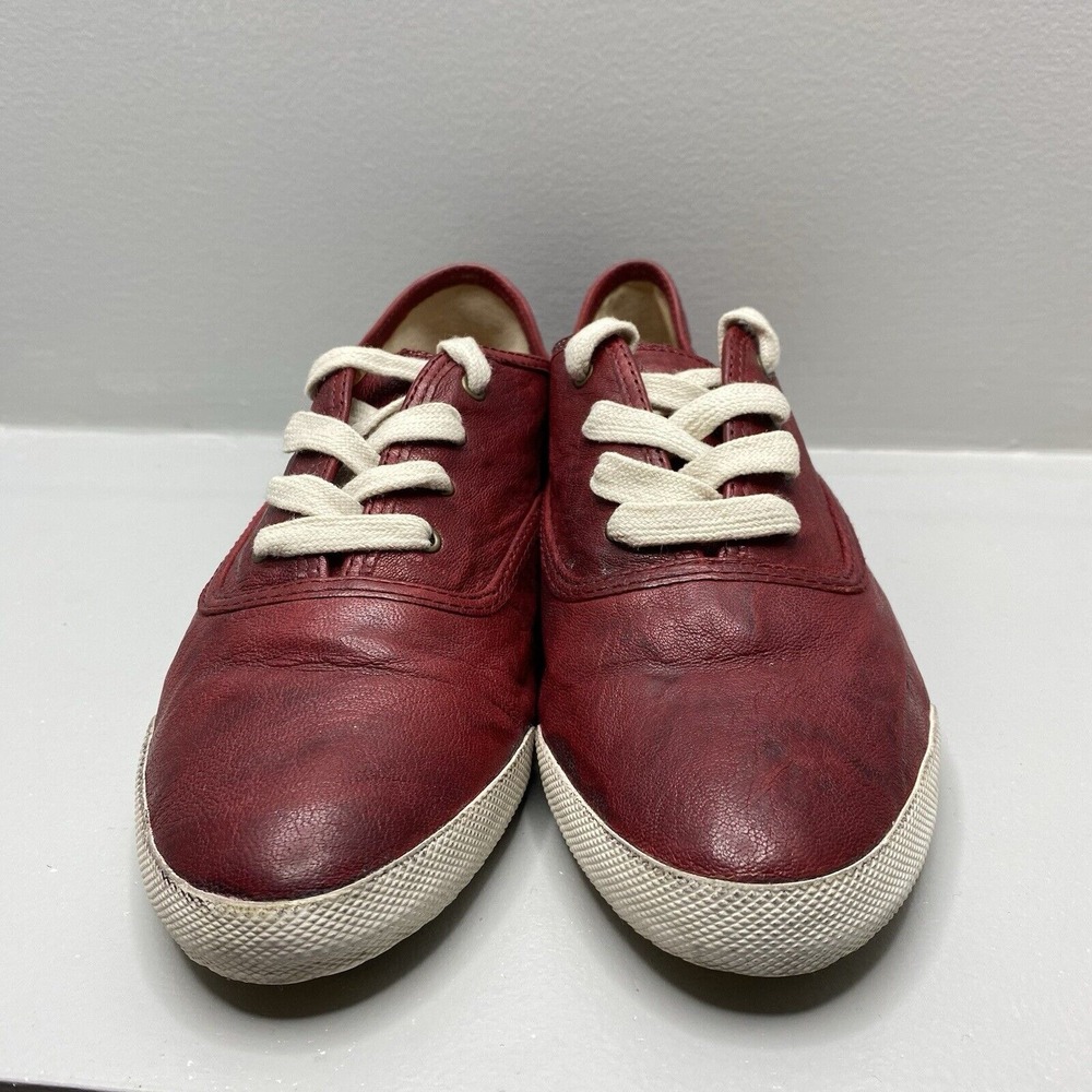 Frye Melanie Leather Sneakers Low Top Lace Up Burnt‎ Red Size 9M - Picture 3 of 12